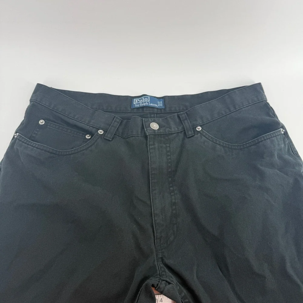Polo Ralph Lauren‎ Mens Black Cotton Twill Straight Leg 5-Pocket Pants 36x29